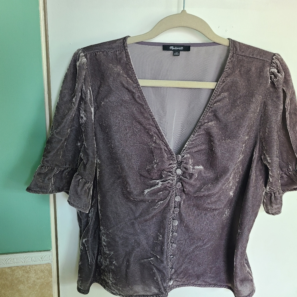 Madewell Velvet Button Down Blouse